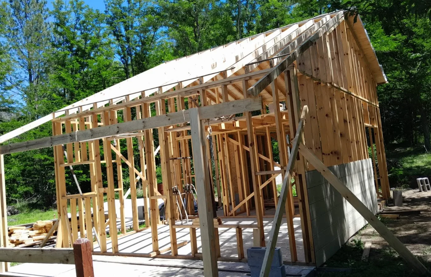 Obra real en Wood Framing durante el montaje