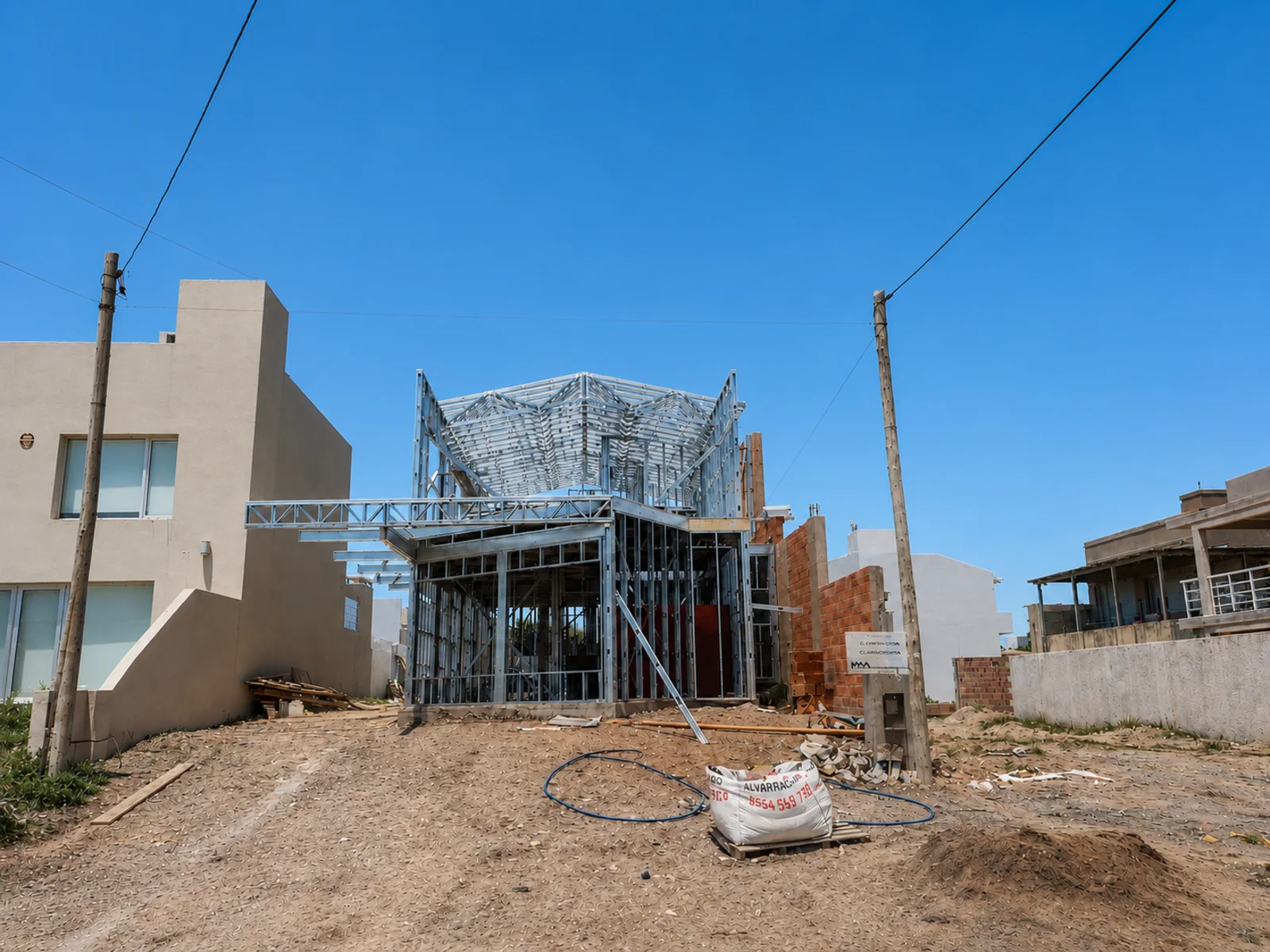 Estructura inicial de Steel Frame en obra